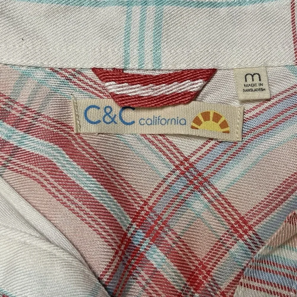 C & C California Womens Top High Low Twist Front Plaid Pullover Coastal‎ Pastel - Picture 4 of 10